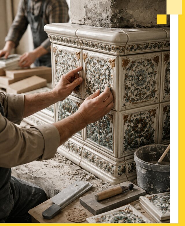 Изразцовые камины под ключ в Барабинске: проект и монтаж