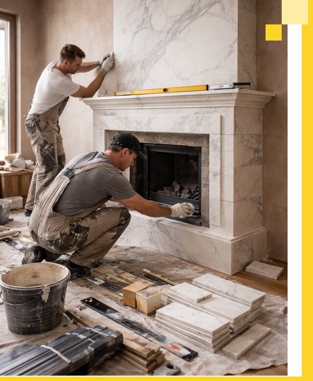 Отделка каминов в Барабинске качественные облицовочные работы