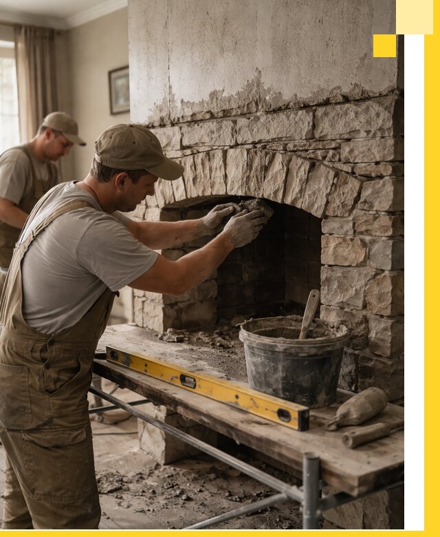 Изготовление каминов под ключ в Барабинске, монтаж и отделка