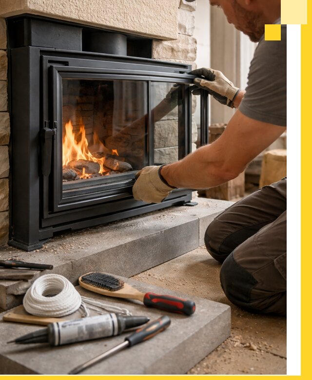 Производство, монтаж и доставка каминов со стеклом в Барабинске