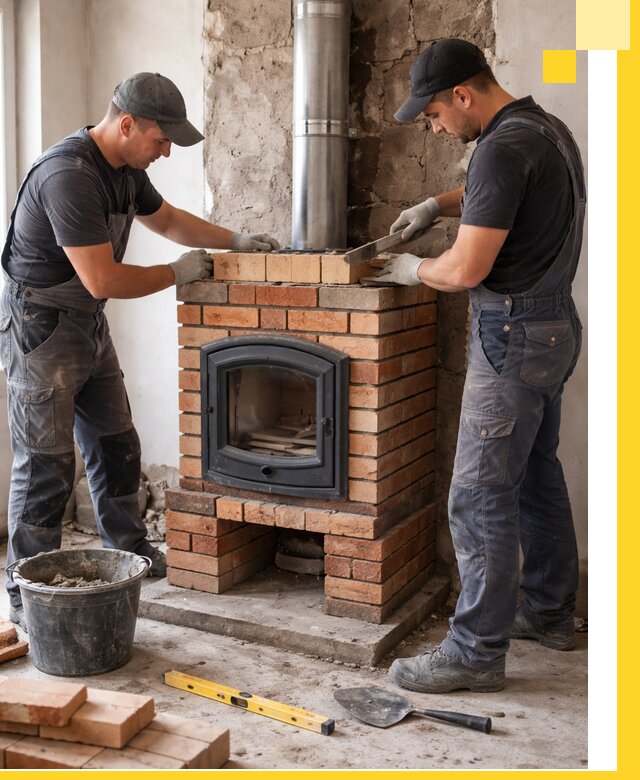 Монтаж печи камина под ключ в Барабинске с гарантией и пусконаладкой