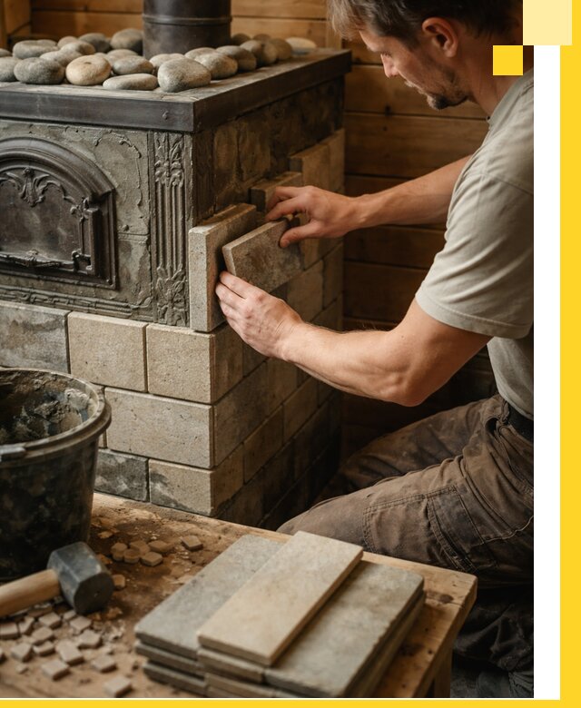 Облицовка банных печей в Барабинске профессиональная отделка