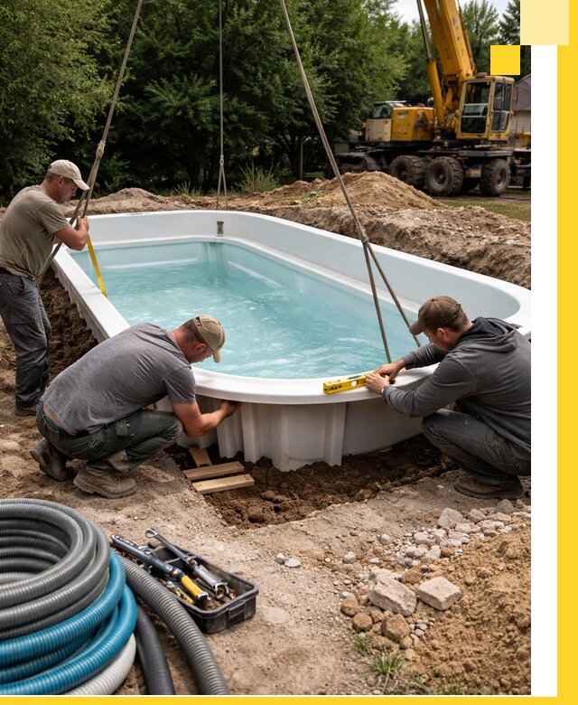 Установка и монтаж композитных бассейнов под ключ в Барабинске