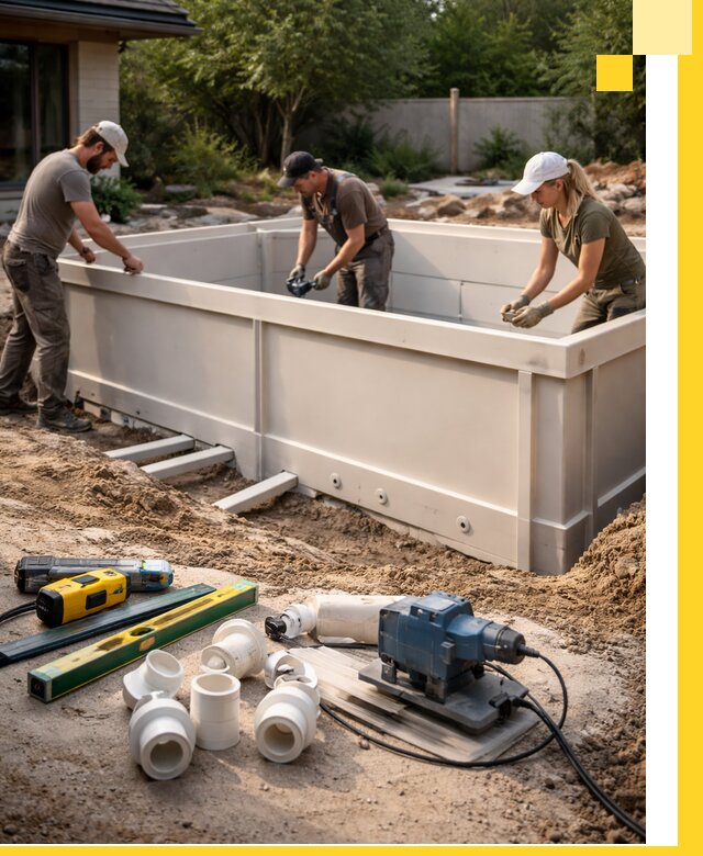 Установка полипропиленовых бассейнов под ключ в Барабинске