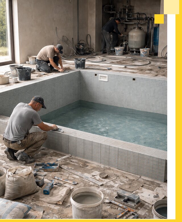 Строительство и монтаж бассейнов в помещении в Барабинске