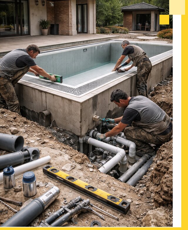 Строительство переливных бассейнов в Барабинске под ключ