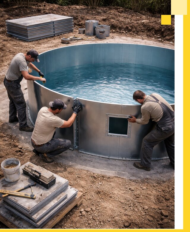 Круглые бассейны под ключ в Барабинске проектирование и монтаж