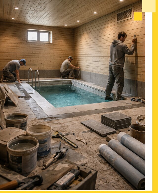 Строительство бани с бассейном и сауной под ключ в Барабинске