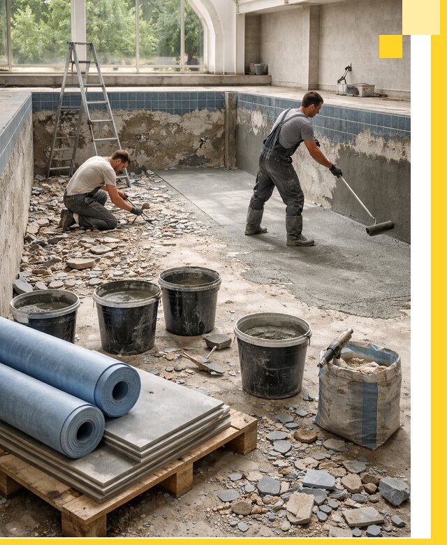 Реконструкция бассейнов в Барабинске: ремонт, гидроизоляция