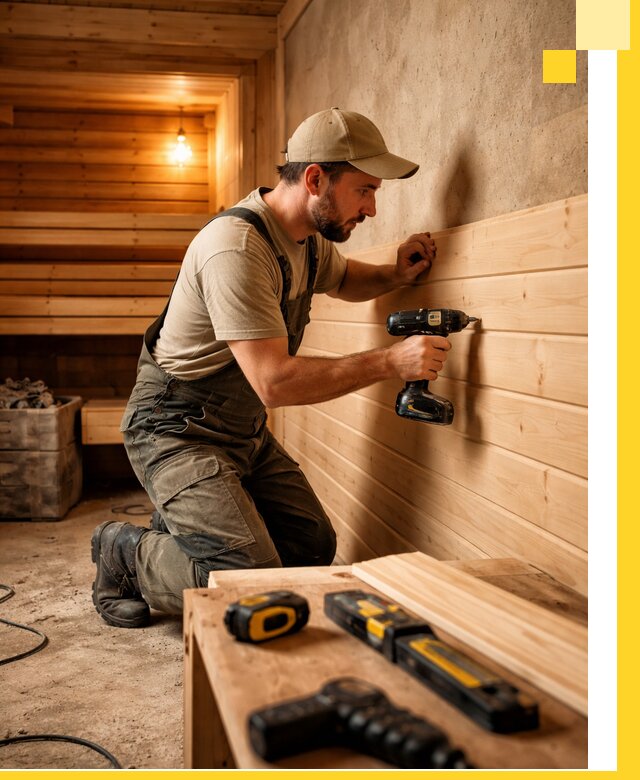 Профессиональная внутренняя отделка бани в Барабинске под ключ