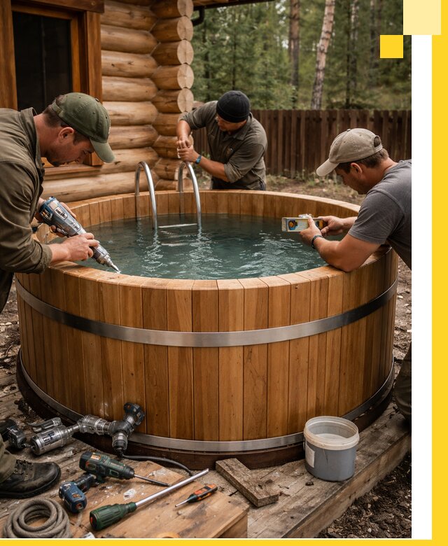 Строительство бань с купелью под ключ и отделкой в Барабинске