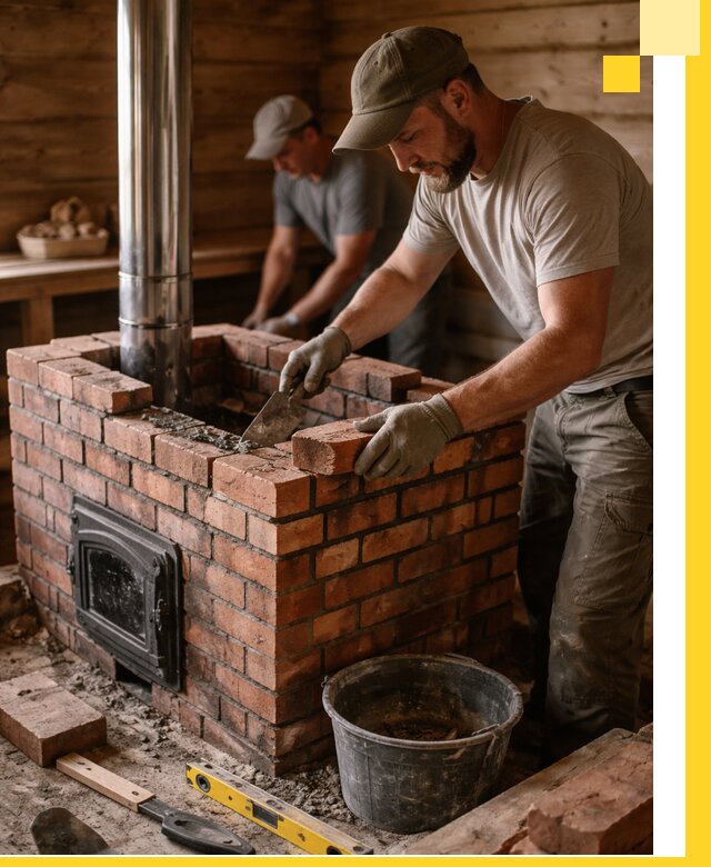 Кирпичные печи для бани под ключ в Барабинске, проект и монтаж