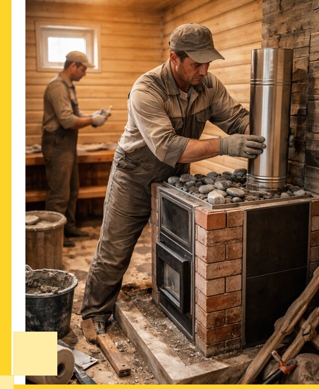 Монтаж печи в бане под ключ в Барабинске от 20314 р. | ЭриданБбн