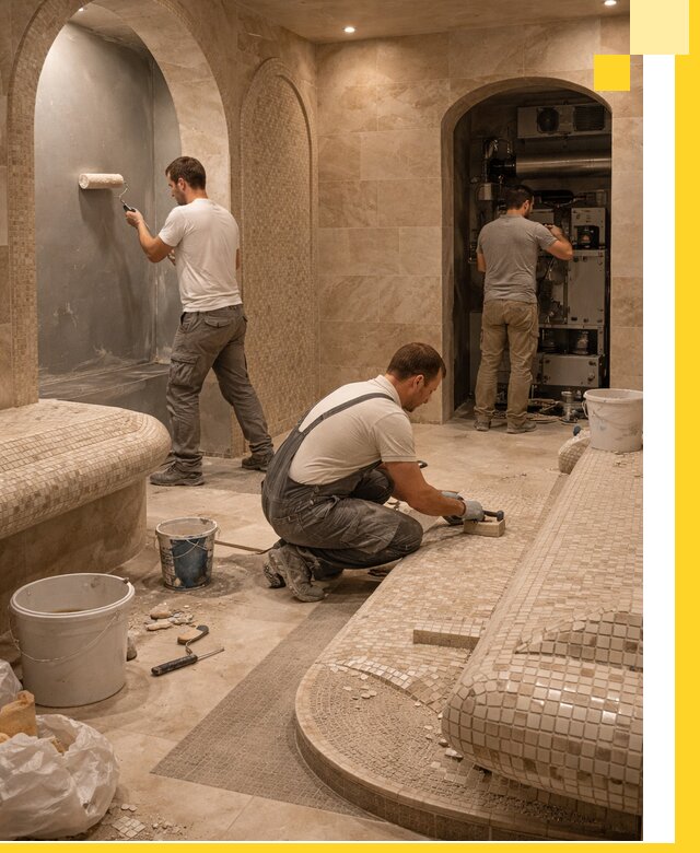 Строительство бани с хамамом и бассейном под ключ в Барабинске