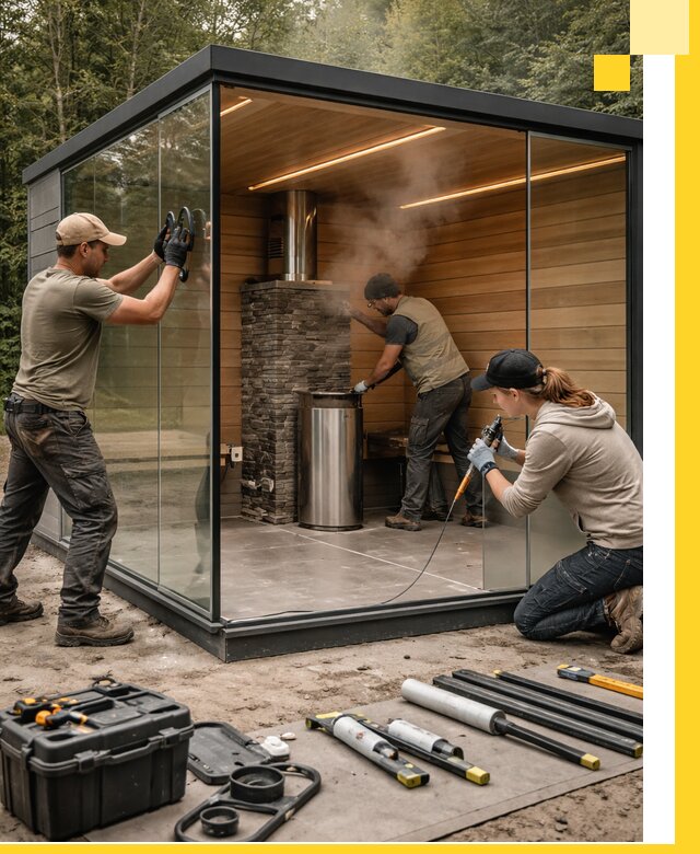 Проектирование и строительство стеклянных бань в Барабинске