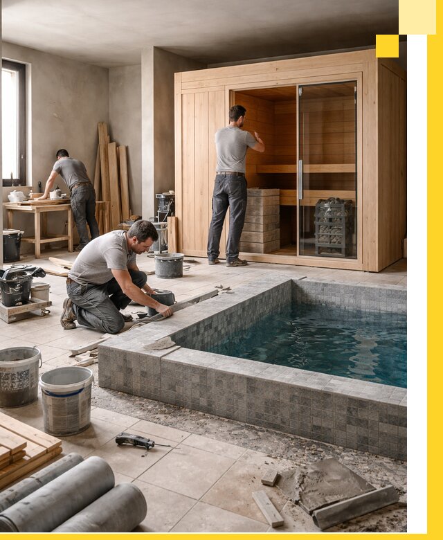 SPA зоны под ключ с бассейном сауной и печью в Барабинске